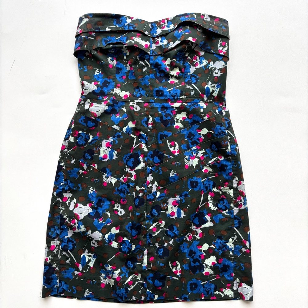 Rachel Rachel Ray Loden green and blue floral strapless dress size 10